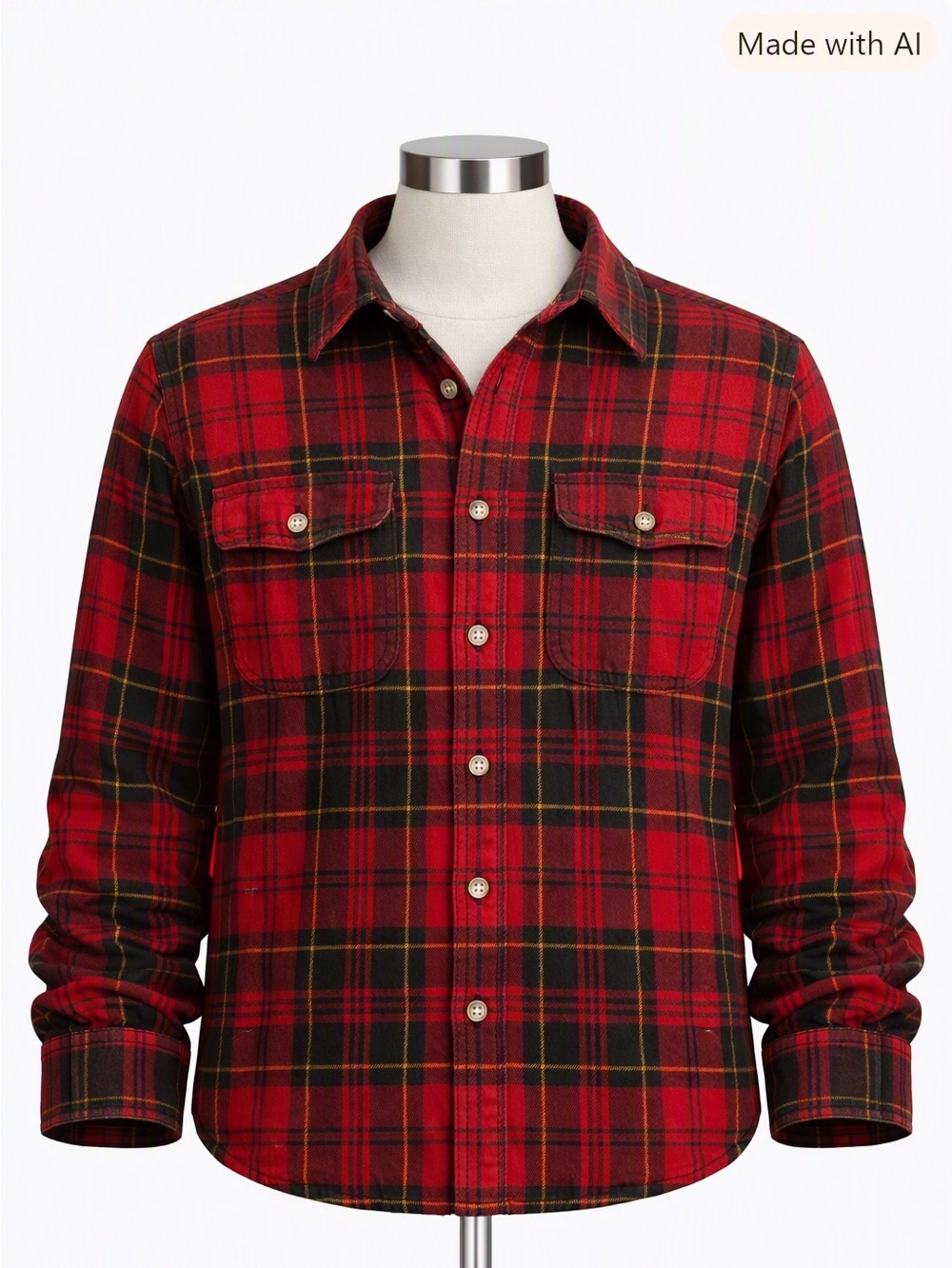 Faded Glory Red & Green Plaid Flannel Shirt – Size Large